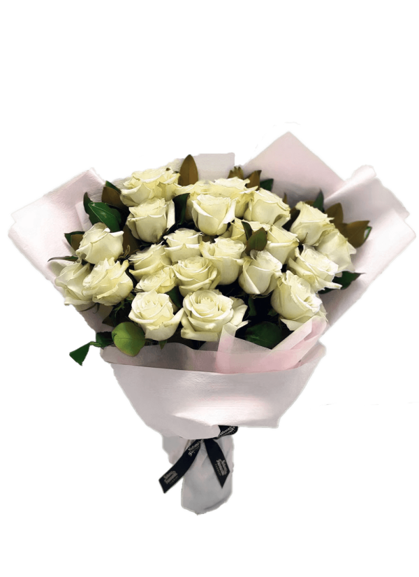 bouquet of two dozen white roses